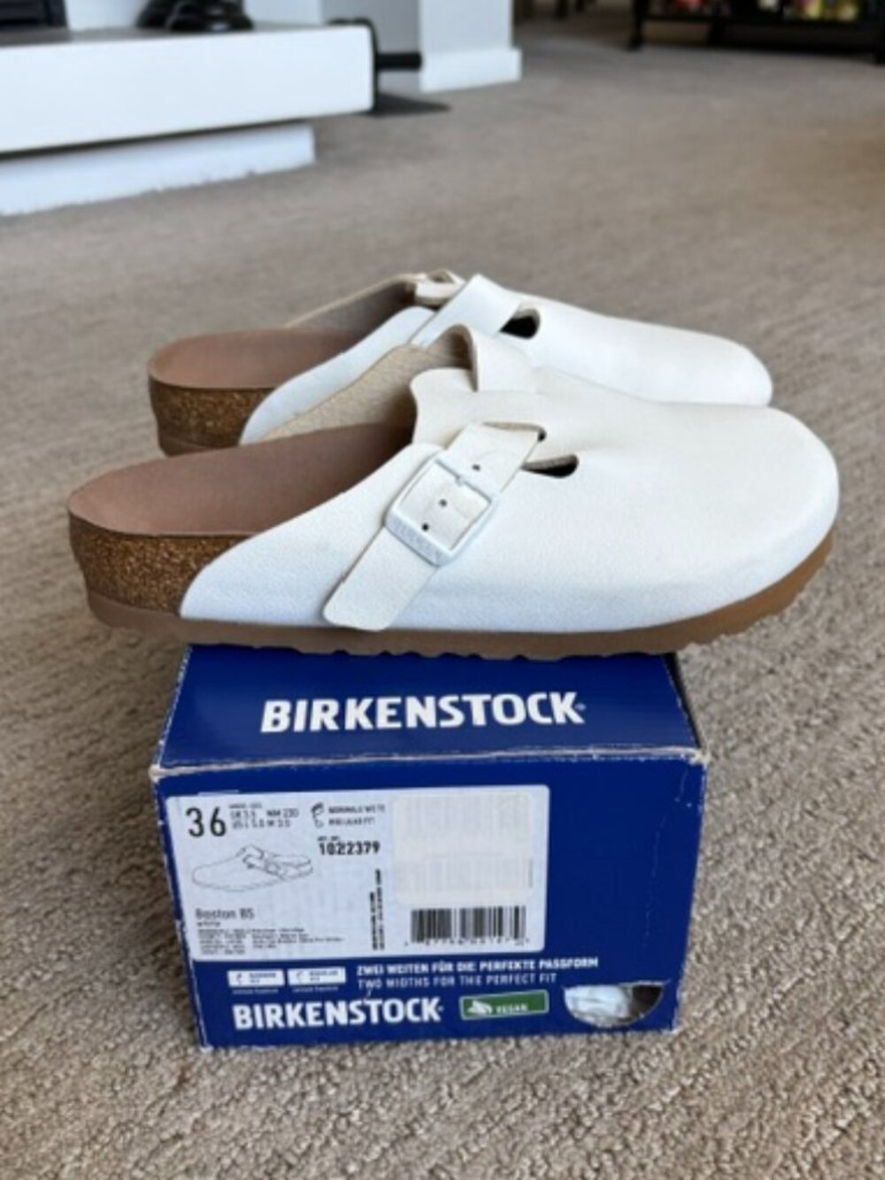 Birkenstock White Boston Clogs with Cork Footbed